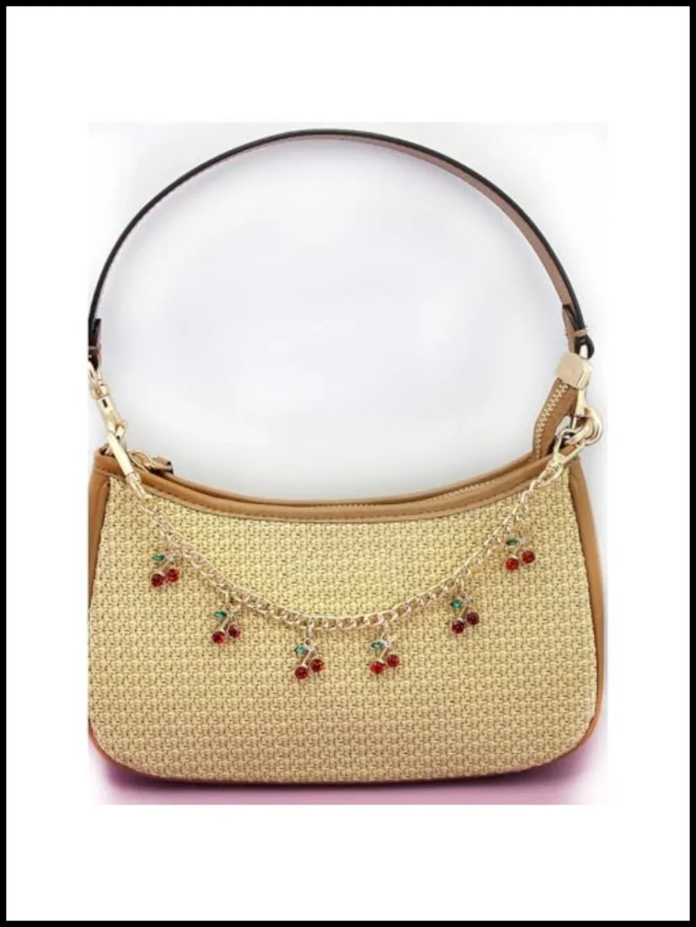Cherry Charm Bag Chain for Handbags, Alloy Crystal Purse Accessory